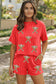 Orange Twisted Ribbed Sequin Baseball Patched 2pcs Short Set