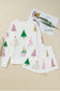 White Christmas Tree Long Sleeve Top and Shorts Pajama Set