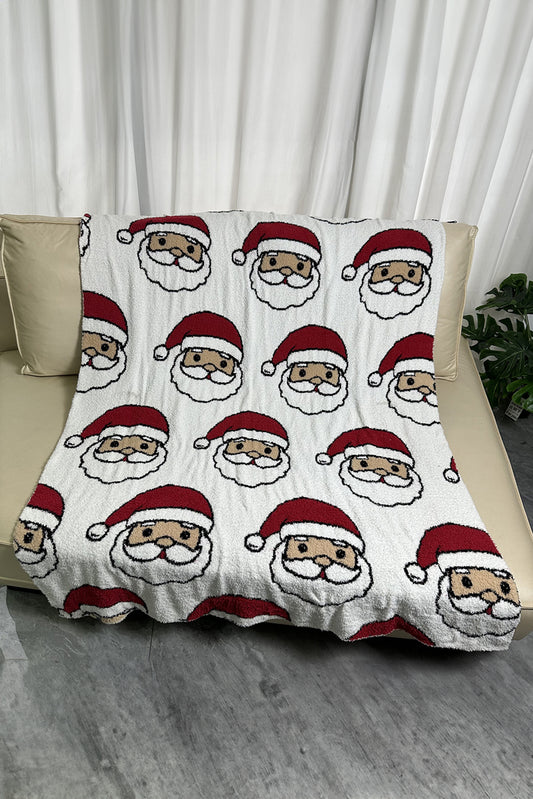 White Cartoon Santa Claus Lambswool Blanket