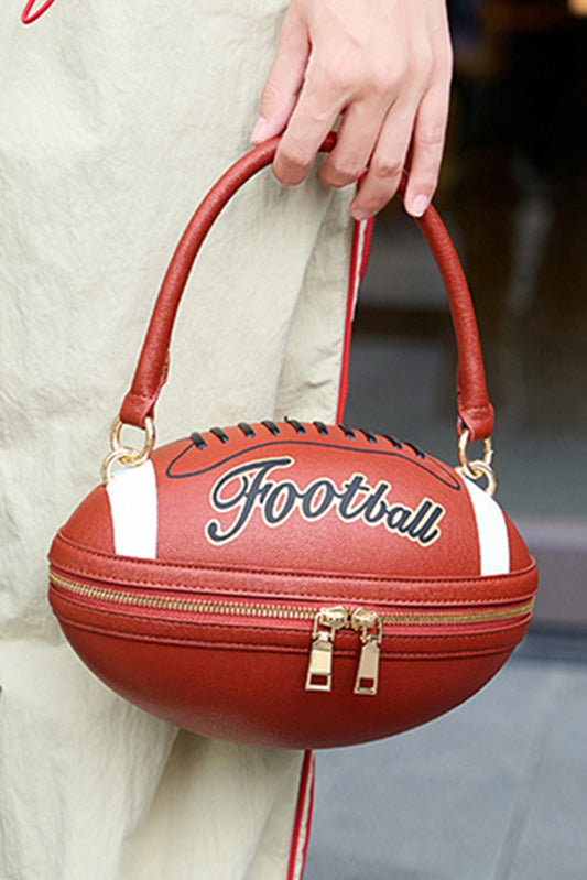 Chestnut Football-Shaped Crossbody Bag