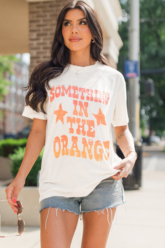 White "Something In The Orange" Graphic Crew Neck T-Shirt