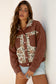 Ribbed Retro Floral Patchwork Shirt Style Jacket