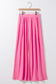 Strawberry Pink Plain Slim Fit Crop Top And Wide Leg Pants Set