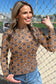 Brown Game Day Football Mesh Sheer Long Sleeve Top