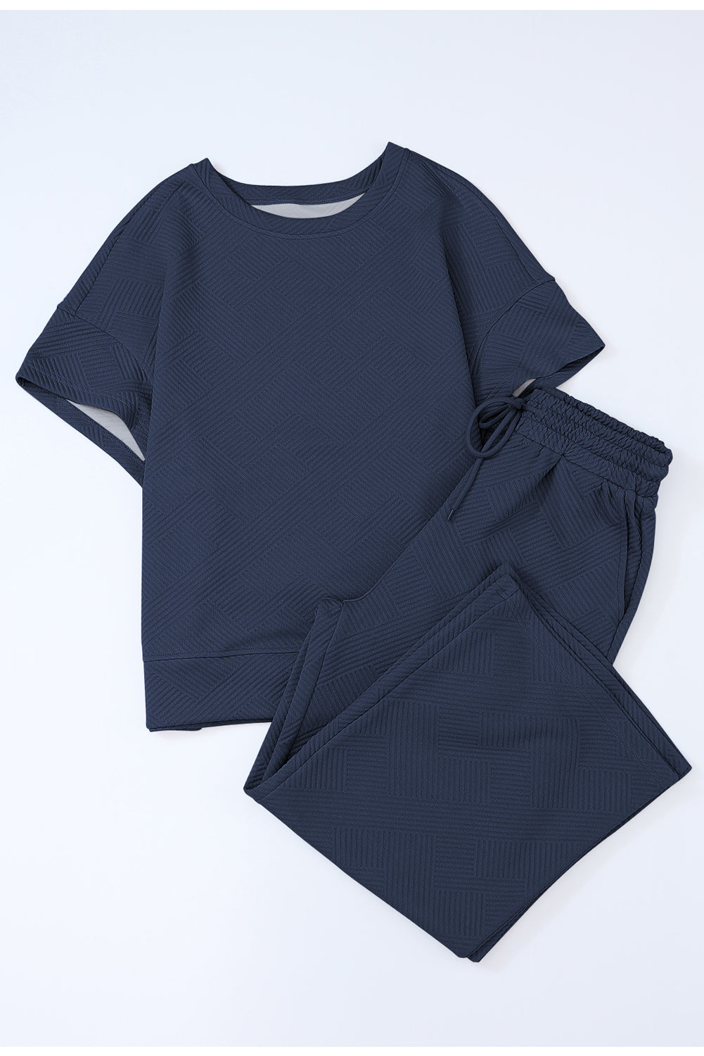 Textured Lounge Set – Relaxed Fit Tee & Drawstring Pants