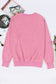 Pink Plain Drop Shoulder Ribbed Trim Oversized Sweatshirt