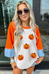 Chenille Halloween Pumpkin Patched Patchwork Long Sleeve Top