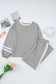 Gray Contrast Trim Long Sleeve Lounge Set
