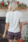 Mama Claus Plaid Letter Tee Nutcracker Shorts Two Piece Pajama Lounge Set