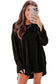 Black Plain Waffle Knit Drop Sleeve Side Slits Oversized Top