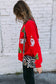 Red Santa Claus Christmas Tree Patched Pattern Drop Shoulder Sweatshirt