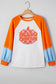 Light Grey Hello Pumpkin Patched Graphic Colorblock Bubble Sleeve Raglan Top
