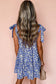 Blue Floral Knotted Straps Tiered Babydoll Dress