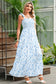 Boho Blue Floral Smocked Tie-Strap Maxi Dress