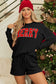 Black Corded Merry Graphic Long Sleeve Top and Shorts Set