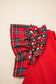 Red Pearl Plaid Ruffle Sleeve Loose T-Shirt