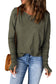 Green Plain Solid Casual Thumbhole Long Sleeve Top