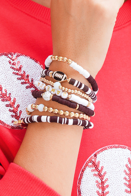 Game Day Football Beaded Bracelet Set