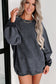 Green Ribbed Round Neck Drop Sleeve Pullover Sweatshirt