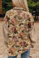 Floral Waffle Knit Patchwork Chest Pockets Buttoned Jacket