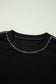 Black Contrast Rainbow Trim Drop Shoulder Pullover Sweatshirt