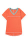 Grapefruit Orange Contrast Trim Exposed Seam V Neck T Shirt