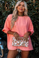 Pink Casual Shirred Cuffs Half Sleeve Blouse