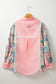 Pink Stripe Floral Patchwork Loose Fit Shirt