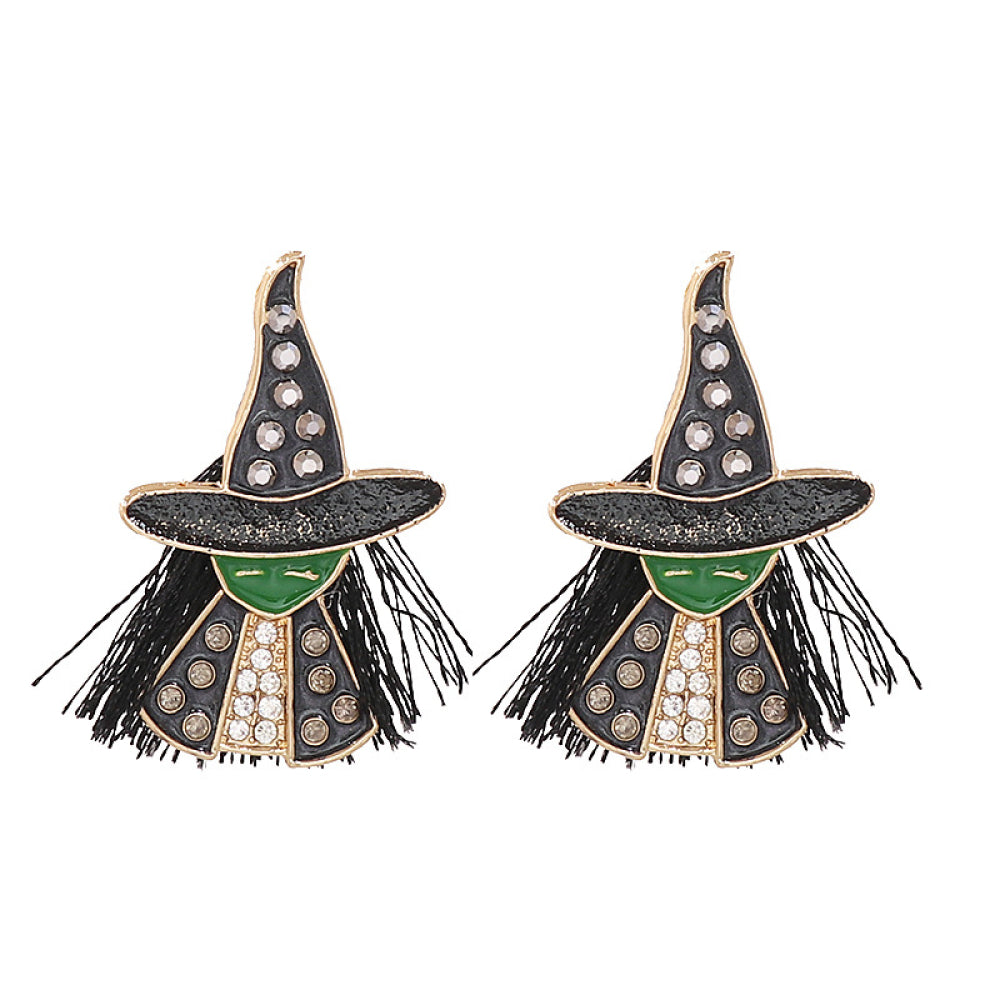 Witch Rhinestone Alloy Earrings