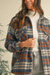 Mist Green Plaid Print Chest Pockets Turn Down Collar Shacket