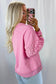 Floral Embroidered Patchwork Pullover with Snap Button Neckline