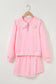 Pink Peter Pan Lace Embellished Neck Collision Sweatshirt and Skirt Two Piece Set