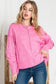 Rose Drop Sleeve Exposed Seam Pullover Sweatshirt