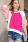 Rosy Colorblock Patchwork Plush Pullover Sweatshirt