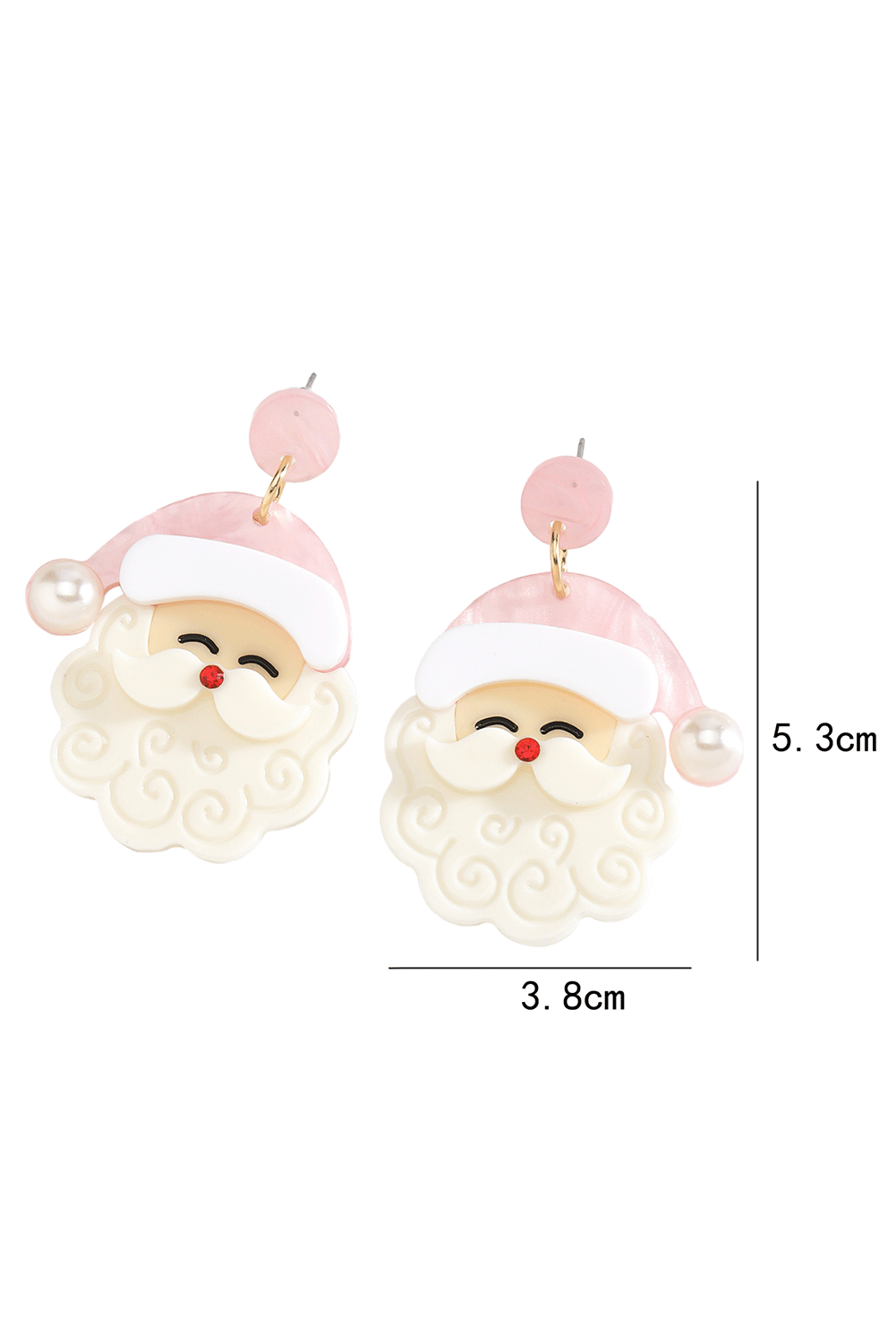 Fiery Red Bright Pearl Decor Cute Santa Christmas Earrings