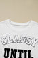 White Classy Until Kickoff Football Plush Letter Patched Loose Sweatshirt