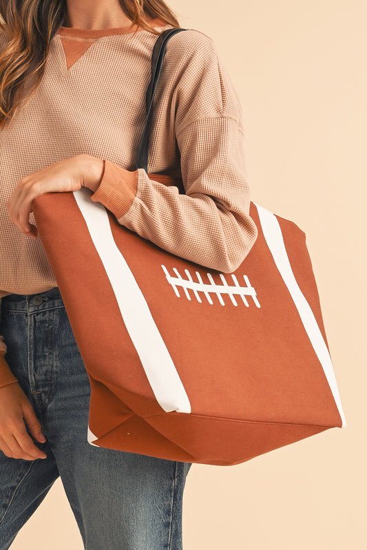Foootball Pattern Canvas Large Tote Bag