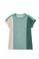 Apricot Pink Colorblock Crinkle Rib Round Neck T Shirt