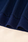 Navy Blue Varsity Stripe Detail Drop Shoulder Pullover Mini Skirt Set