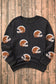 Black Sequin Rugby Helmet Patched Pattern Corded Sweatshirt