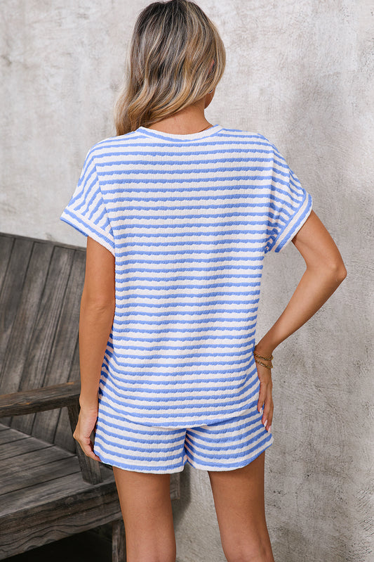 Coastal Stripe Lounge Set – Top & Pocket Shorts