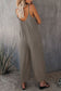 Grey Casual Spaghetti Straps Wide Leg Pocketed Jumpsuits