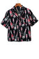 Black Champagne Print Silky Short Sleeve Pajamas Set