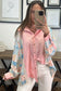 Pink Stripe Floral Patchwork Loose Fit Shirt