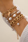 Gold 5Pcs Pearl Heart Diamond Bracelet Set