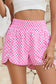 Pink Plaid Print High Waisted Athletic Shorts