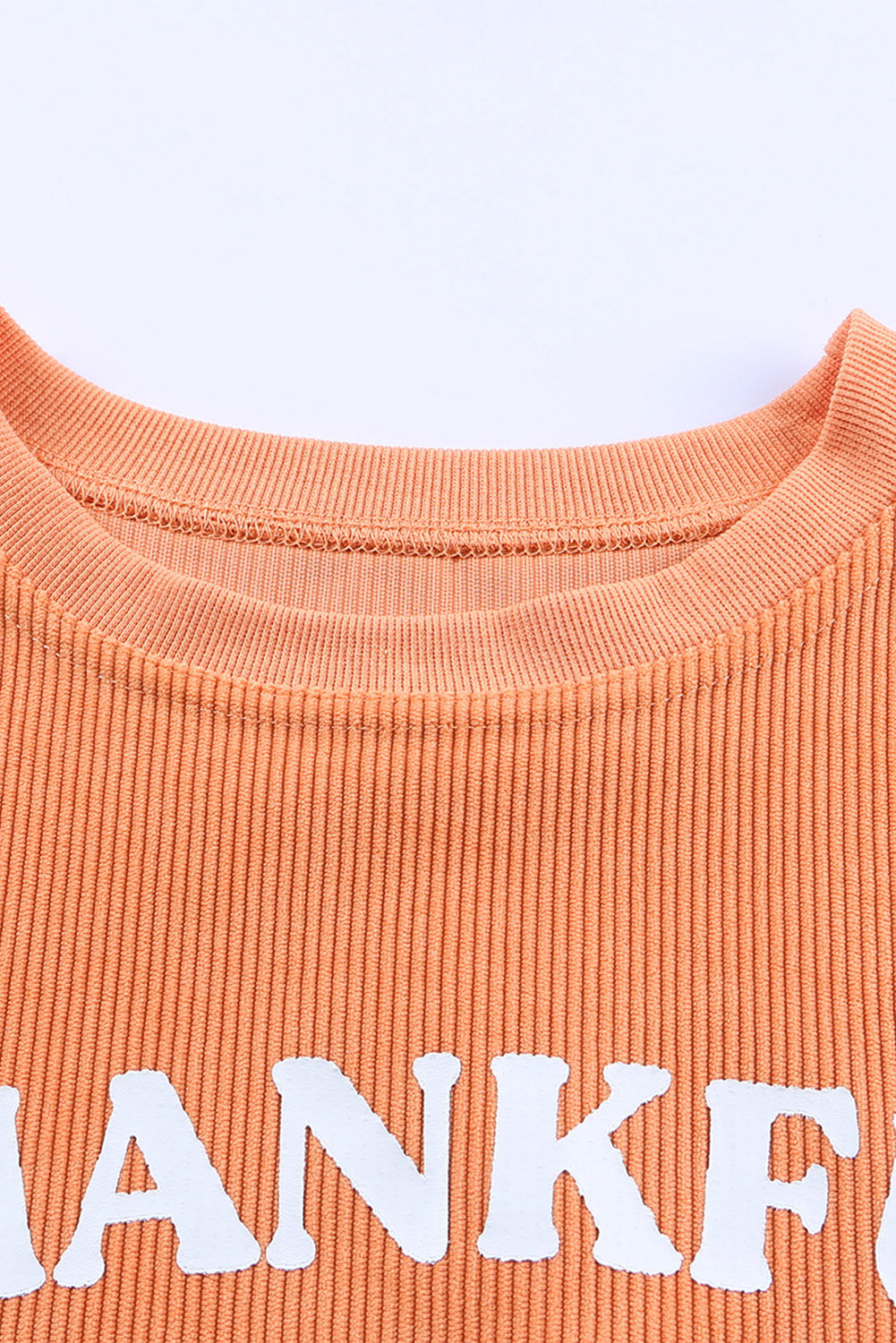 Orange-3 THANKFUL Letter Graphic Corded Sweatshirt