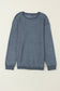 Green Ribbed Round Neck Drop Sleeve Pullover Sweatshirt