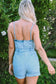 Tied Spaghetti Strap Denim Romper