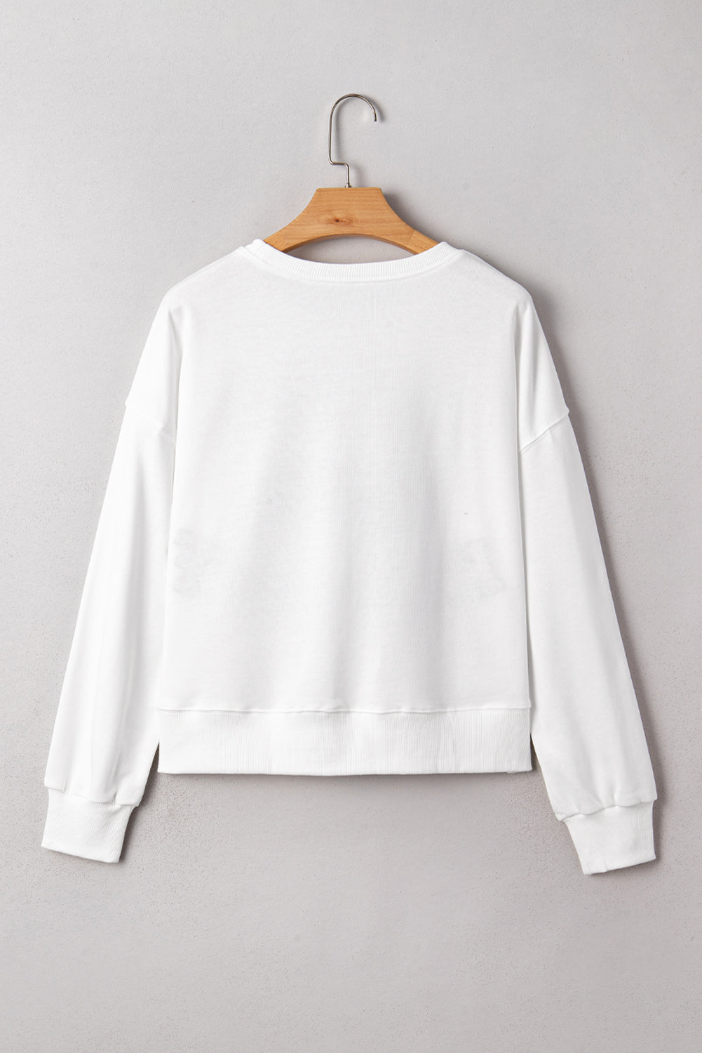 White Classy Until Kickoff Football Plush Letter Patched Loose Sweatshirt